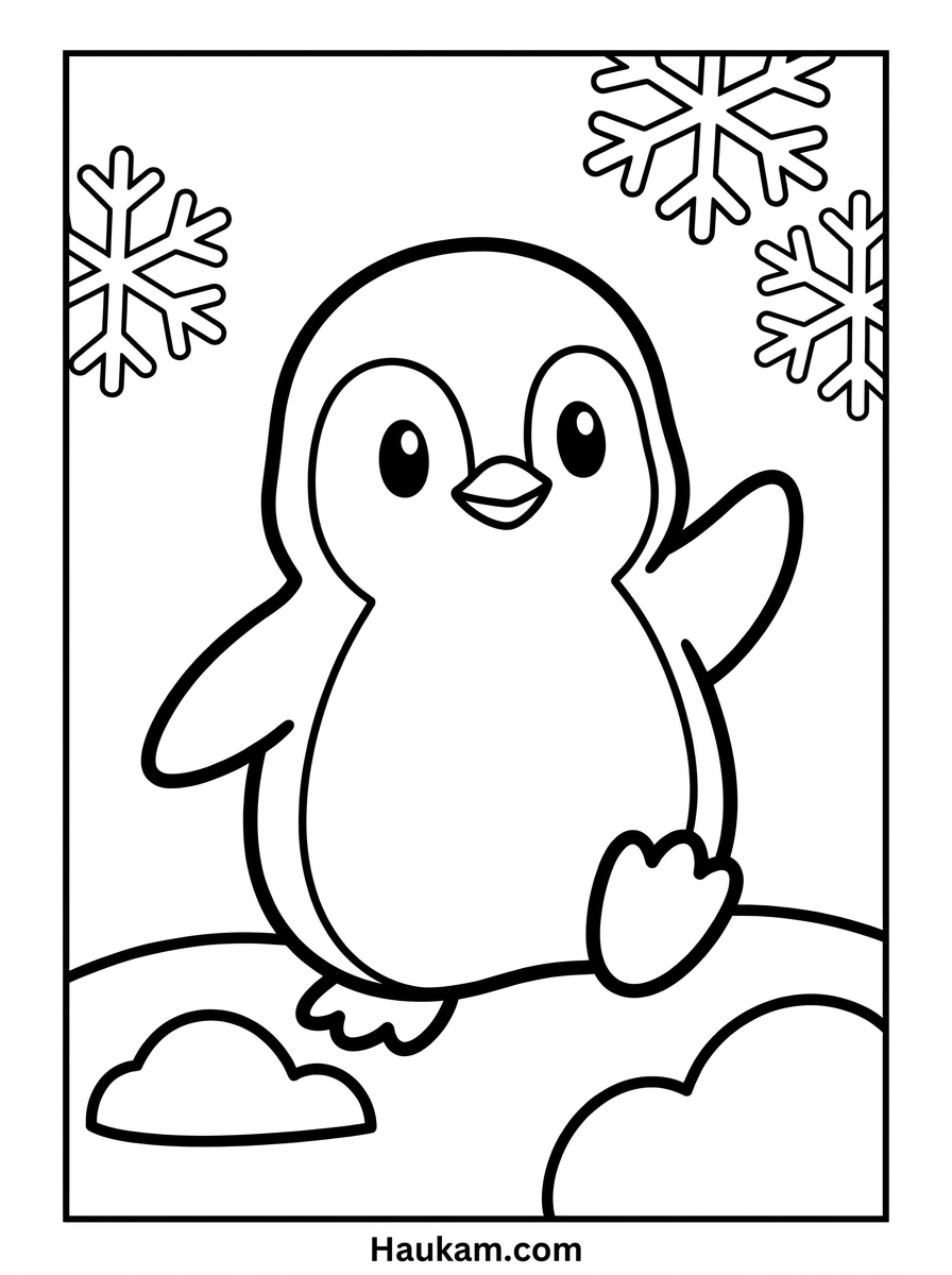 Ausmalbild Pinguin: Süße Malvorlagen für Kita & Zuhause 1 Ausmalbild Pinguin für Kinder – kleiner watschelnder Pinguin zum Ausmalen, einfache Konturen für Kita und Vorschule