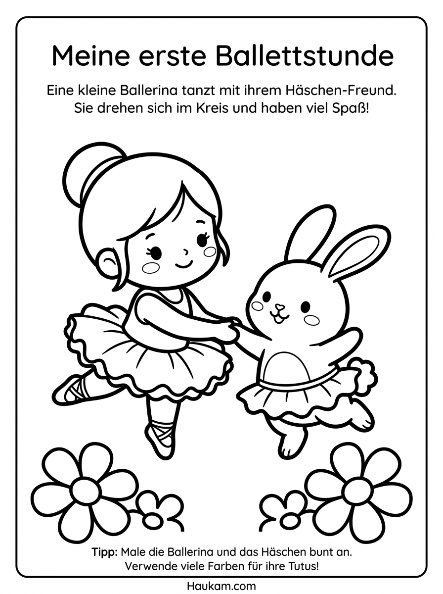 Ausmalbilder Ballerinas: süße Motive zum Ausdrucken 4 Ausmalbilder Ballerinas tanzt mit niedlichem Kaninchen im Tutu, süße Chibi Malvorlage Schwarz-Weiß