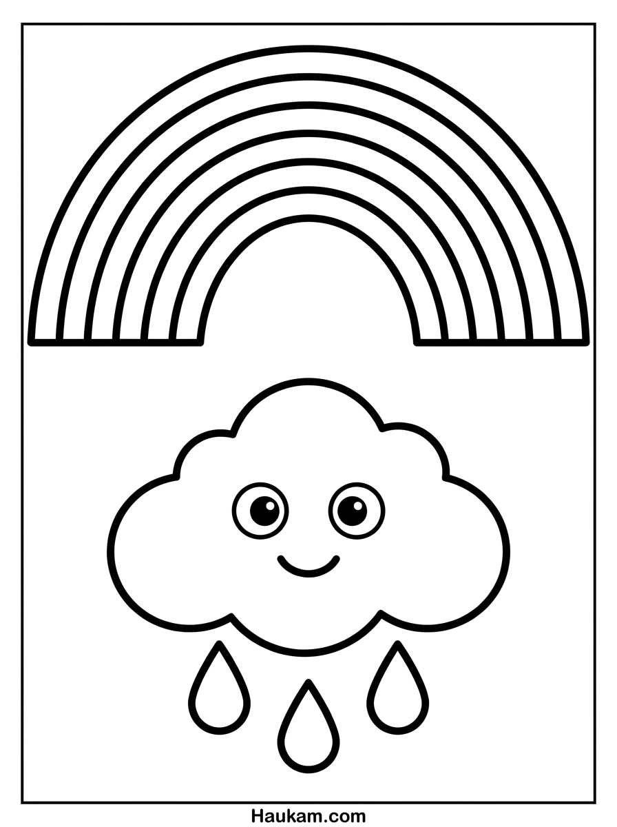 Wolken Ausmalbilder: 5 kostenlose Malvorlagen für Kinder 2 Wolken Ausmalbilder mit Regenbogen – Malvorlage für Kinder mit Wolke und bunten Regenbogenstreifen