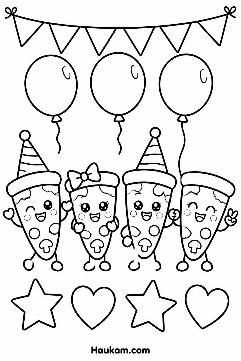 Pizza Ausmalbilder: 5 kostenlose Malvorlagen für Kinder 4 Ausmalbild hüpfendes Pizzastück mit Armen und Beinen, lustige Pizza Ausmalbilder für Kinder