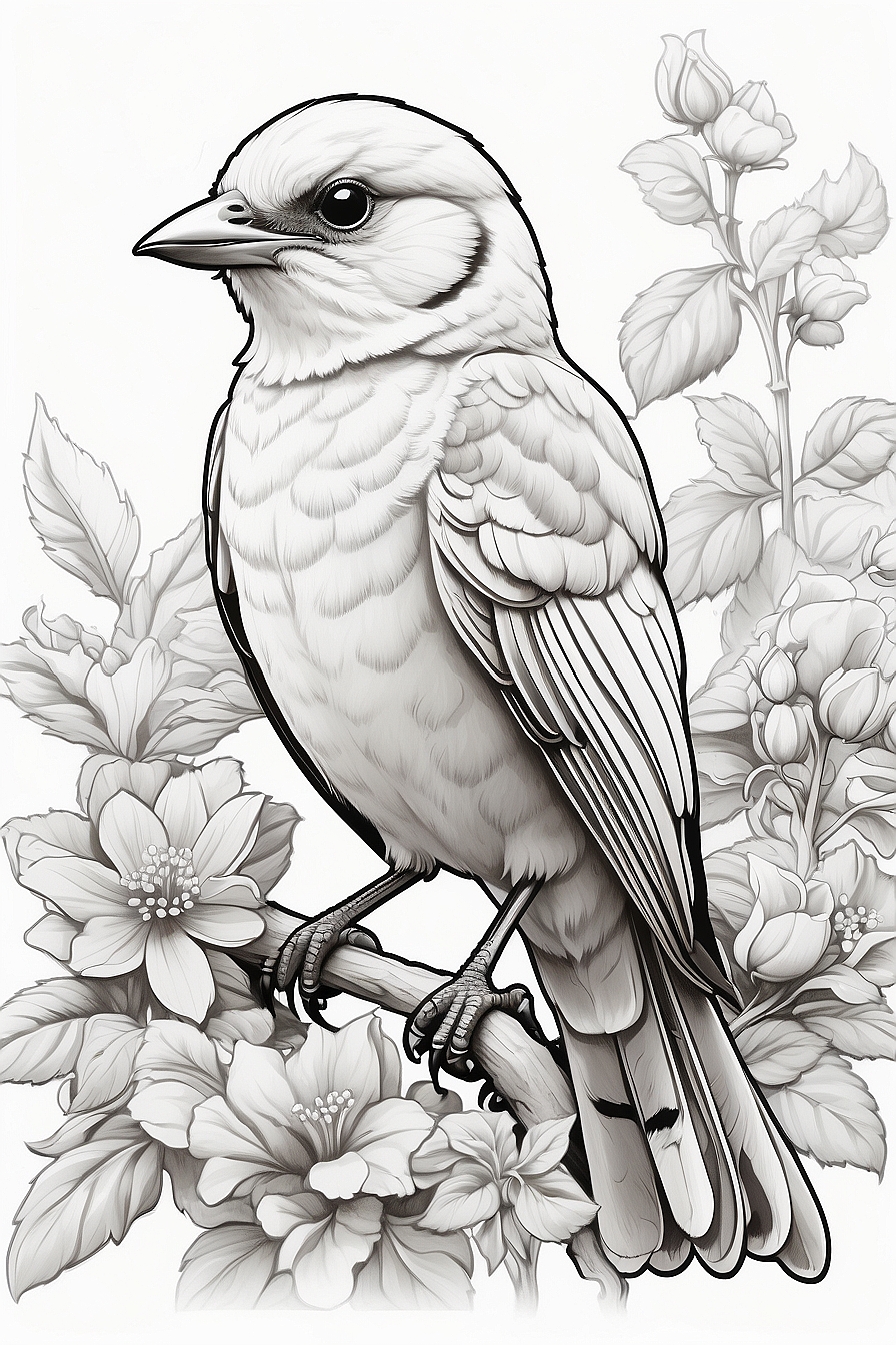 Challenging Nightingale Bird Coloring Sheets for Older Kids