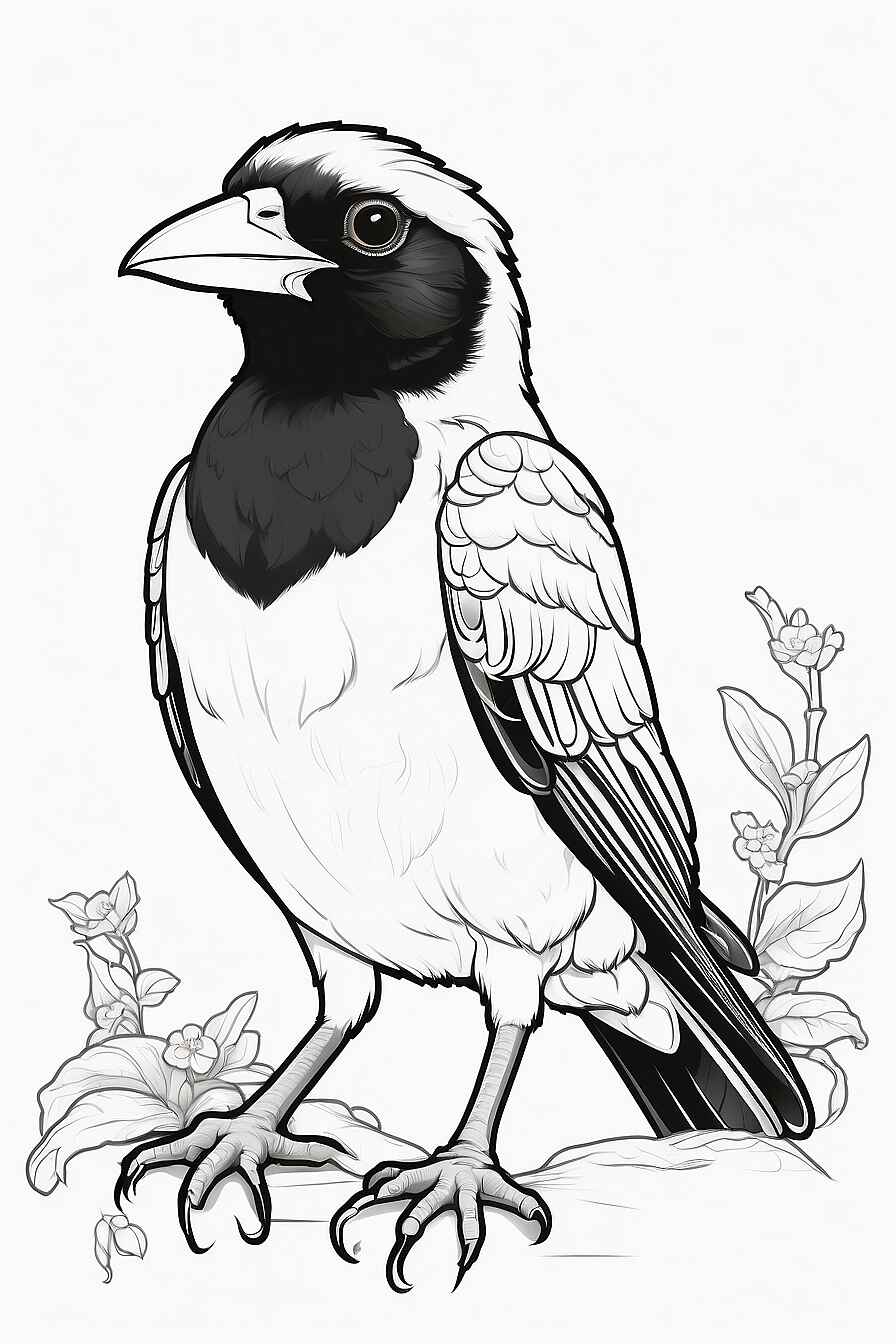 Coloring Mynah Birds for Relaxation and Stress Relief