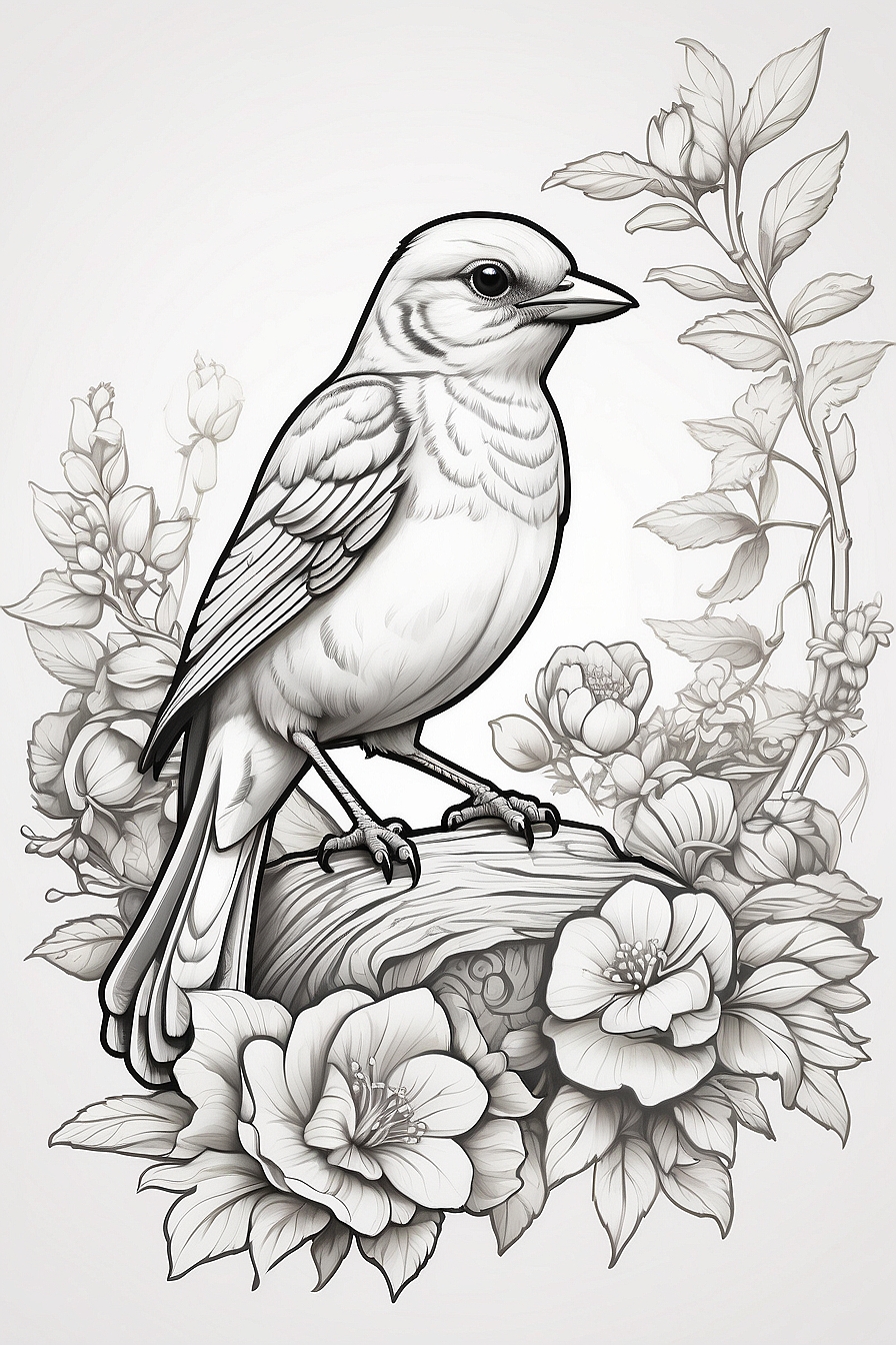 Customizable Nightingale Bird Coloring Pages