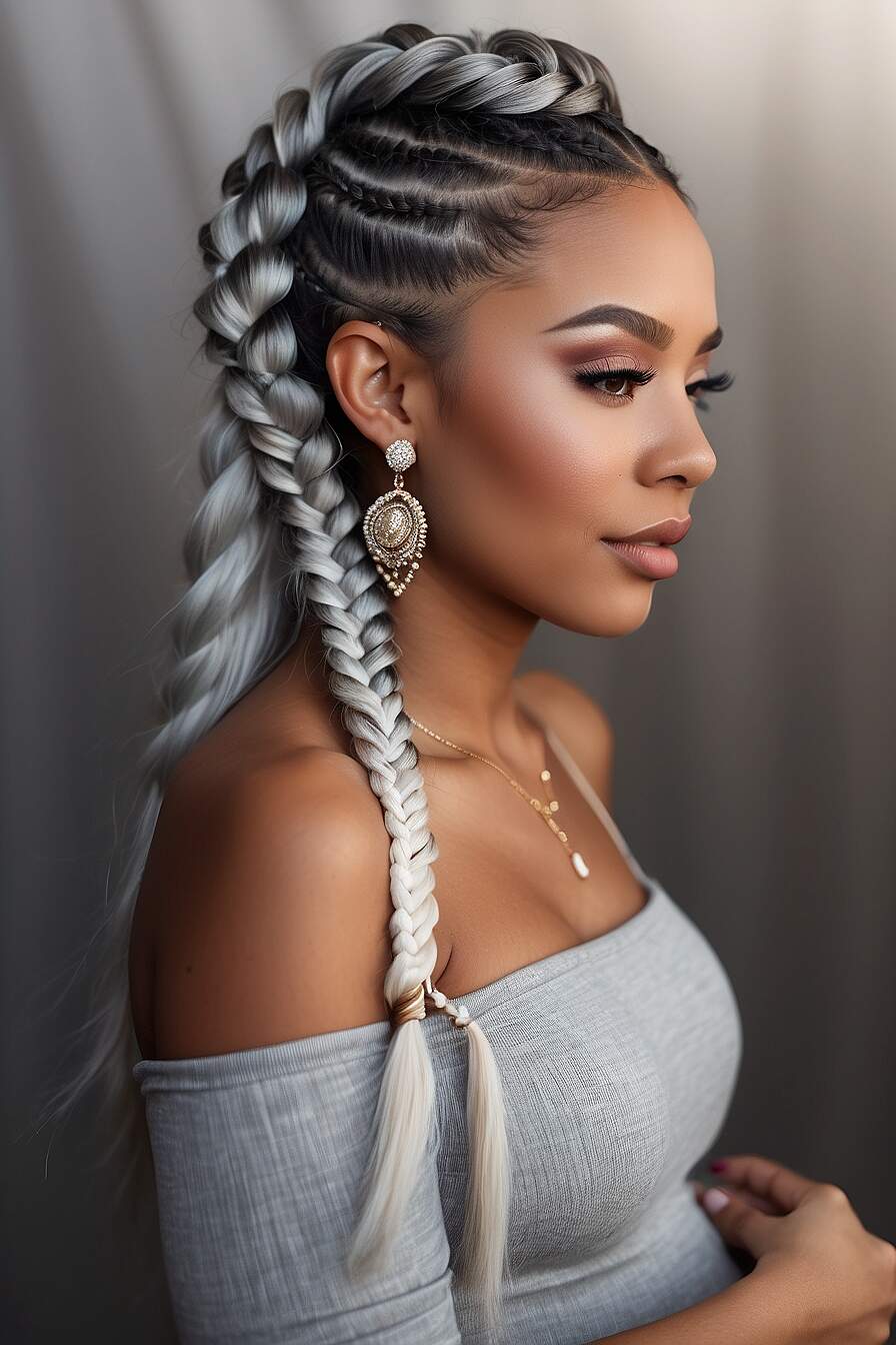 Embrace Elegance with Goddess Braids on Gray Hair