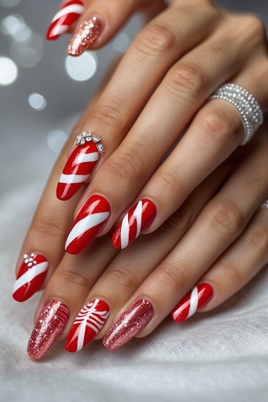 Achieve Festive Nails with Our 4 Amazing Candy Cane Hearts Nails Designs