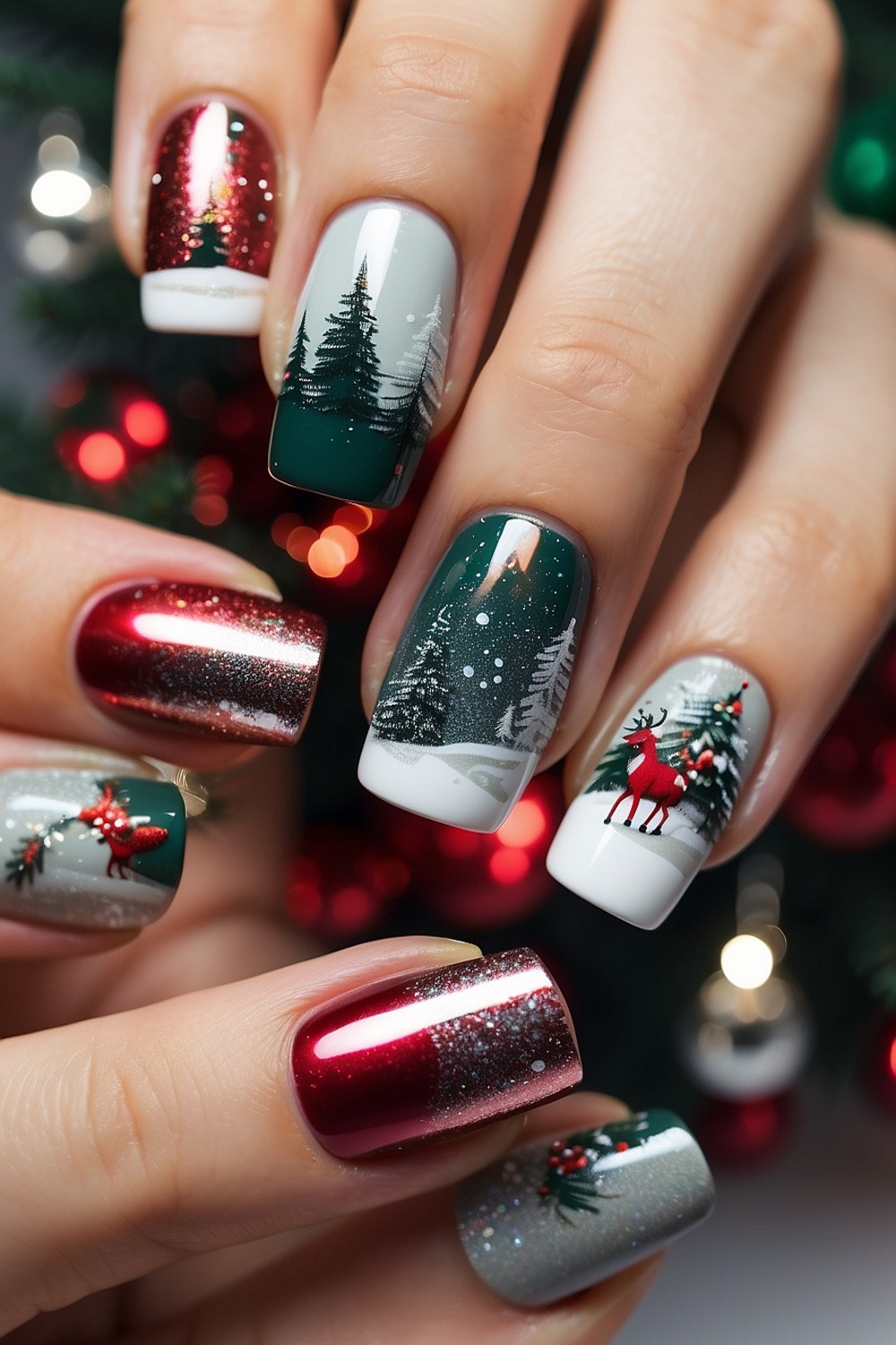 Glitter and Glamour Sparkly Christmas Nail Inspirations