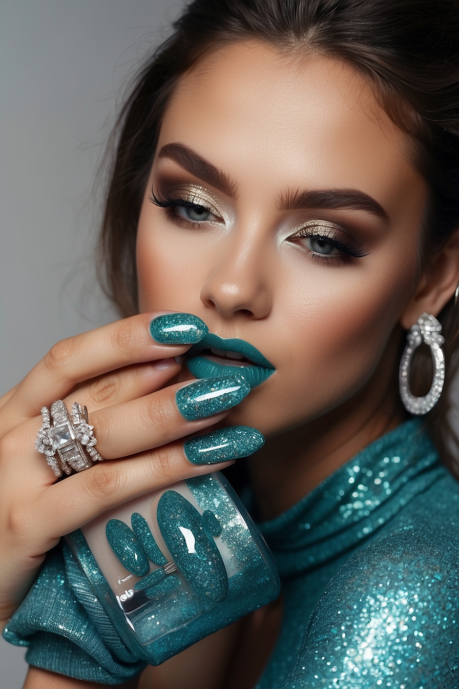 Leonardo Vision XL Achieve the Perfect Turquoise Glitter Nails 2