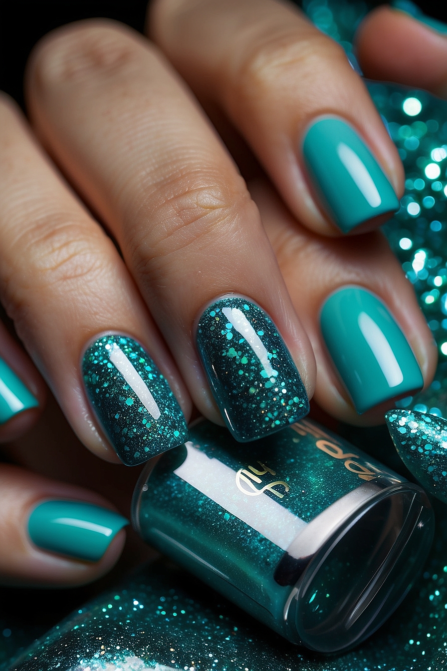 Leonardo Vision XL Achieve the Perfect Turquoise Glitter Nails 4