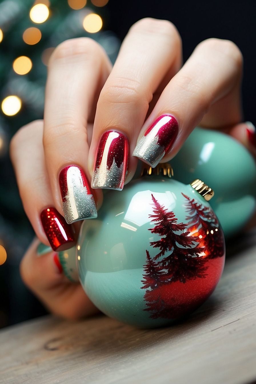 Rudolph the Ruby Red Accent Nail