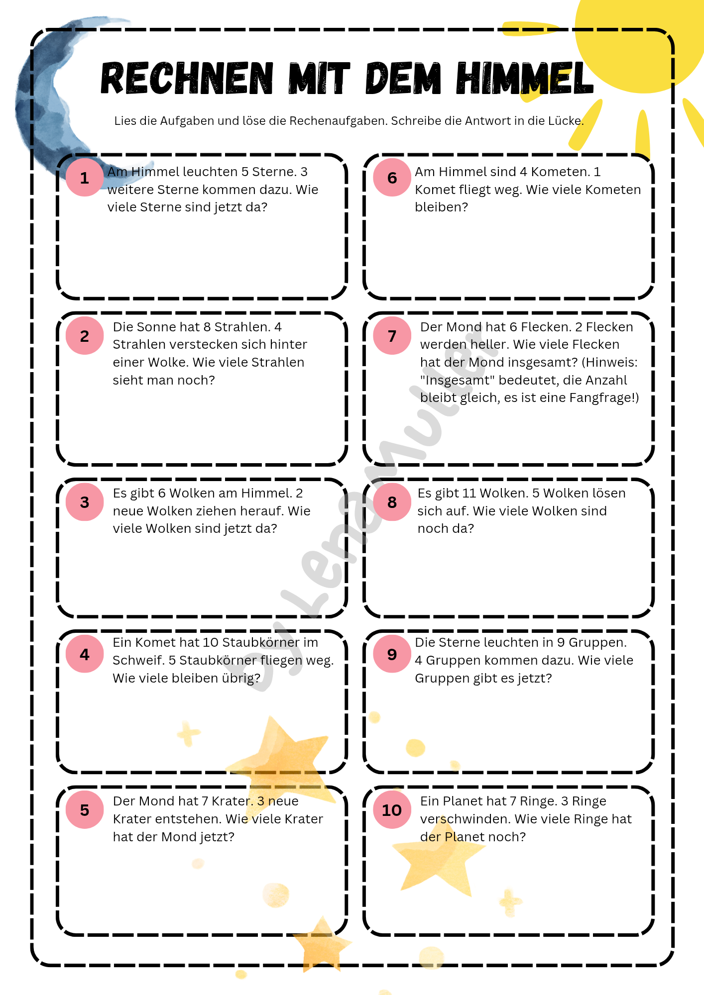 Grade 4 Maths Problem Solving Word Problems Worksheet in Pink White